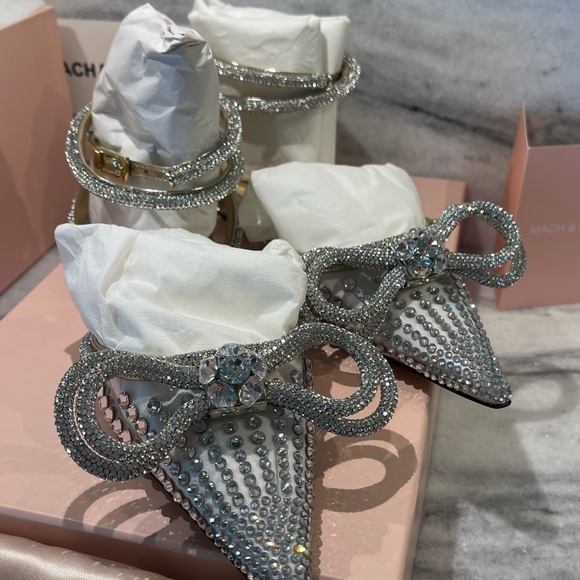 MACH & MACH Double Bow PVC Crystal Rays Flats (15mm) NIB size 38 - Picture 7 of 12